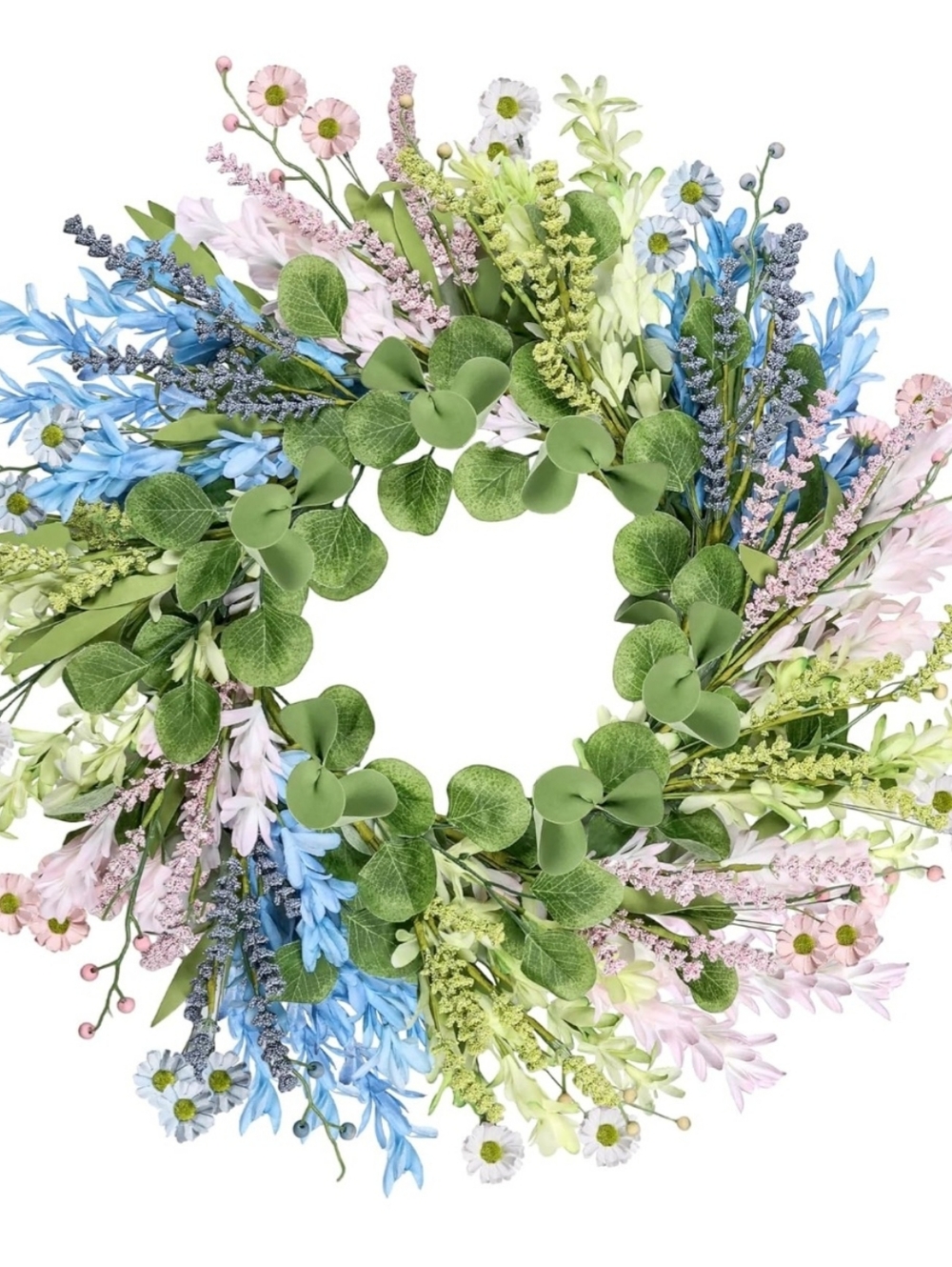 NWT 26in Floral Wreath Front Door Spring Summer Farmhouse Pastel Decor